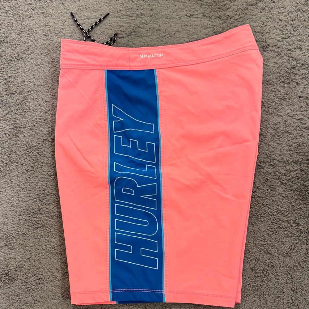 Hurley Coral and Navy Swim Shorts